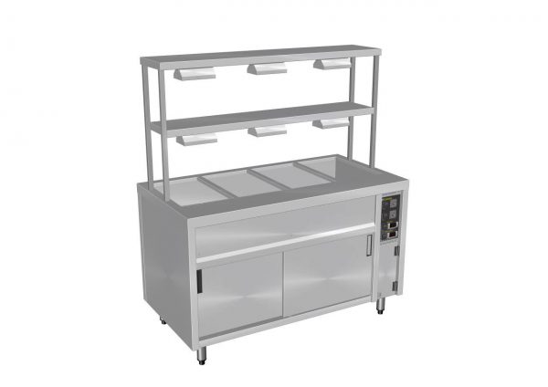 Culinaire Bain Marie Hot Cupboard Island 2 Tier Gantry Heat Lamps Top Bottom Shelf CH.BMH.I.GDD.3
