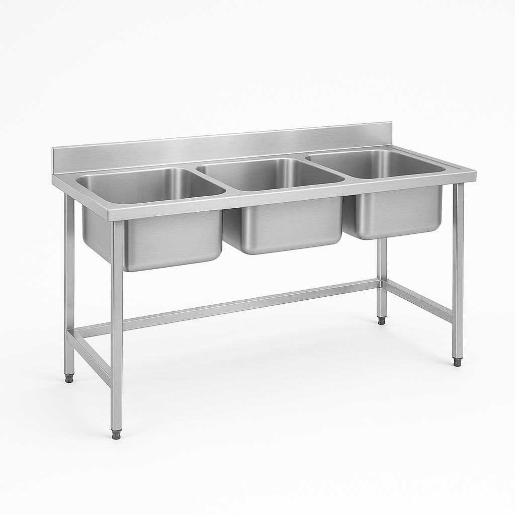 Triple Bowl Sink With Upstand