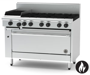 Goldstein PF12Q640-X 6 Burner + 305mm Chargrill Gas Static Oven